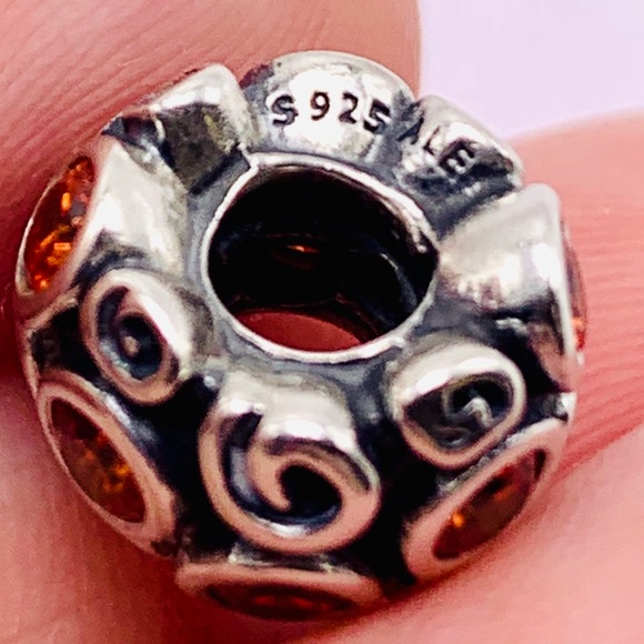EUC Pandora 790330OCZ Sterling Silver Primrose Path Charm w/ Orange Zirconia - Picture 9 of 9